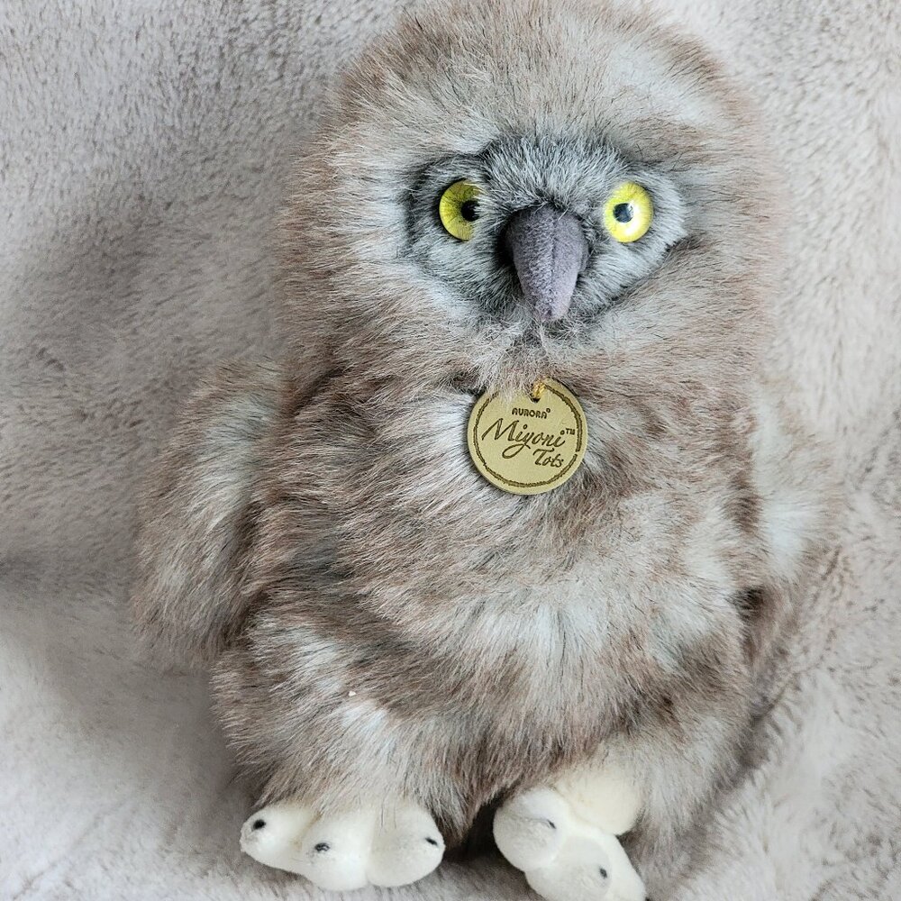 9” Aurora Miyoni Tots Baby Great Horned Owl Plush Stuffed Animal ~ Great Cond!